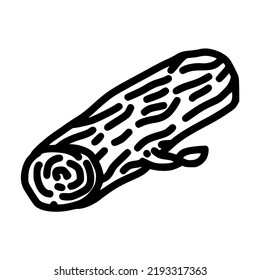 lump of wood with texture details lineart vector illustration icon design template with doodle hand drawn style
