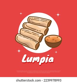 Lumpia, Traditional Food From Indonesia. Illustration of Indonesian Snack