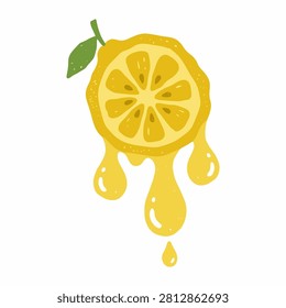 Lumpy Lemon Slice with Dripping Juice Vector