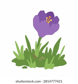 Lumpy Purple Crocus Flower Naive Vector Design