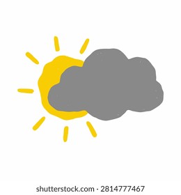 Lumpy Sun behind Wobbly Cloud Vector Graphic