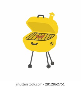 Lumpy Yellow Barbecue Grill Minimalist Vector