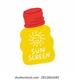 Lumpy Yellow Sunscreen Bottle Vector Graphic