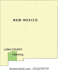 Luna County and city of Deming location on New Mexico state map