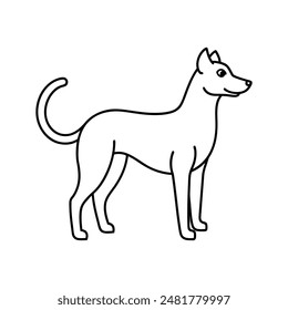 Luna dog vector line art illustration icon