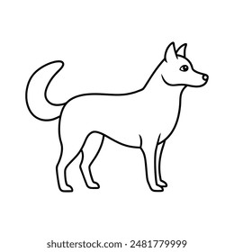 Luna dog vector line art illustration icon