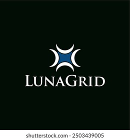 Luna Grid logo design ideas business name editable vector template  royalty free image