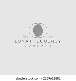 Luna logo with music equalizer symbol. Electronic audio icon wave sign. Vector illustration minimal line art.