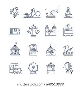 Luna Park Amusement Line Vector Icons