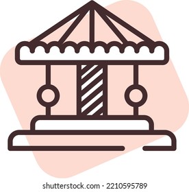 Luna park carousel, illustration, vector on white background.