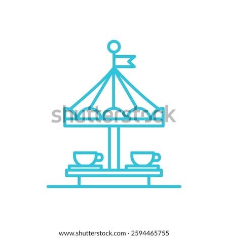 Luna Park Icon. Tea cup ride. Isolated on white background. 