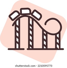 Luna park rollercoaster, illustration, vector on white background.