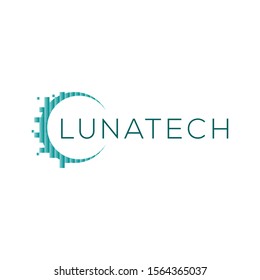 Luna tech modern technology business design interner computer abstract mosaic logo icon brand identity