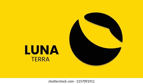 Luna Terra coin cryptocurrency 3d logo isolated on yellow background with copy space. vector illustration of Terra luna banner design concept.