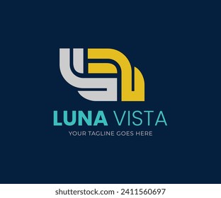 Luna Vista, L+V, Logo Template, Minimal, Modern, Brand, Logo ideas, Logo Design, Vibrant Color