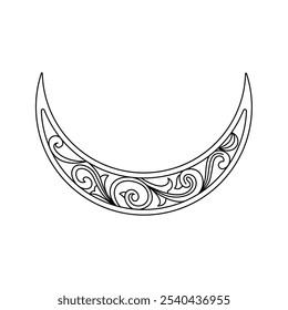 Lunar amulet vector line art illustration.