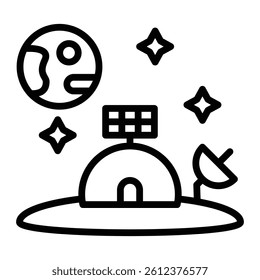Lunar Base Vector Line Icon Design