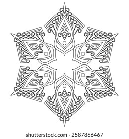 Lunar Bloom Mandala Coloring Book Page