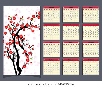 Lunar calendar, Chinese calendar for happy New Year 2018 year of the dog.