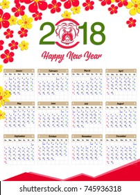 Lunar calendar, Chinese calendar for happy New Year 2018 year of the dog.
