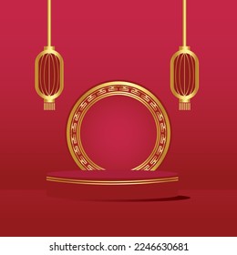lunar celebration with podium 3d 
