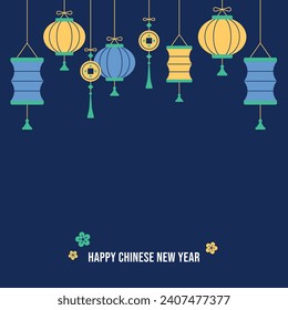 Lunar chinese new year, year of dragon icon vector illustration. happy chinese new year elements in modern minimalist style. background pattern.