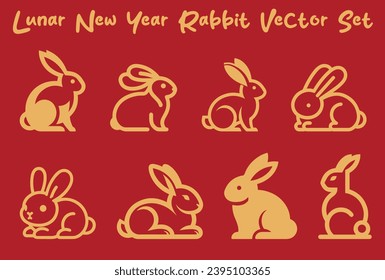 Lunar, Chinese new year rabbit vector set