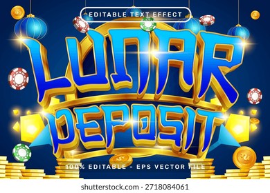Lunar Deposit 3d text effect and editable text effect with lanterns and Chinese ornaments