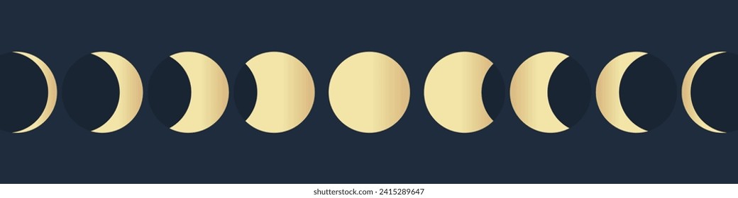 Lunar eclipse design with golden color. Full moon eclipse vector. Total sun and lunar eclipse cycle. Astronomy science. moonlit night. 