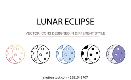 Lunar Eclipse icon design with white background stock illustration