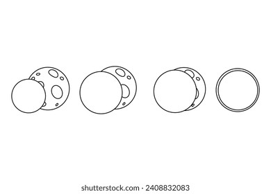 Lunar eclipse outline infographic in flat cartoon style