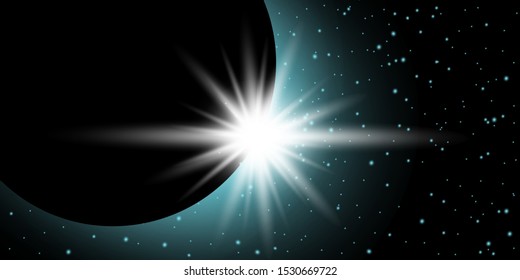 Lunar eclipse in space background