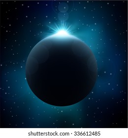 Lunar eclipse in space background