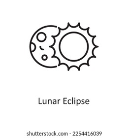 Ilustración de diseño del icono de contorno del vector eclipse lunar. Símbolo de espacio en el archivo EPS 10 de fondo blanco