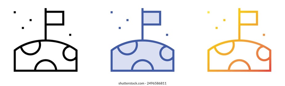 lunar icon. Linear, Blue Fill and Gradient Style Design Isolated On White Background