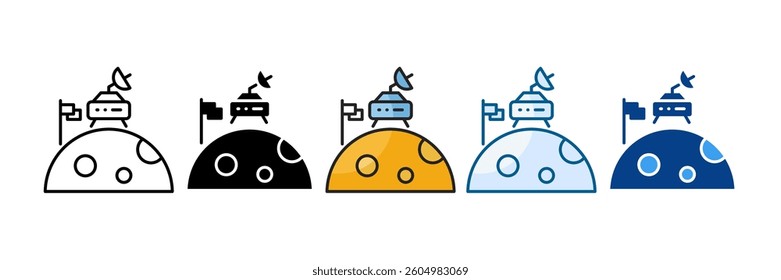 Lunar Landing Icon Set Multiple Style Collection