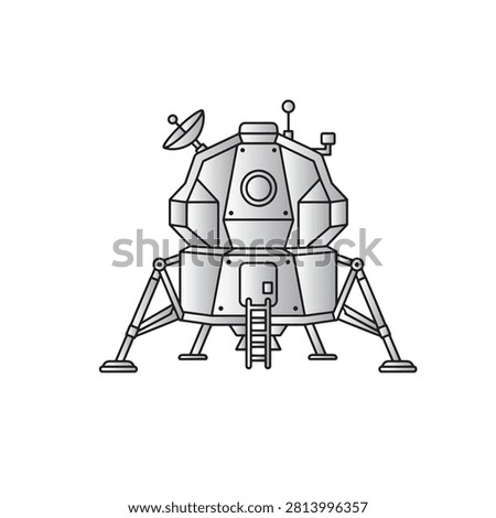 Lunar Landing Module or Spaceship Outline Vector Icon.