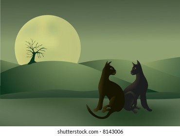 Lunar landscape with cats