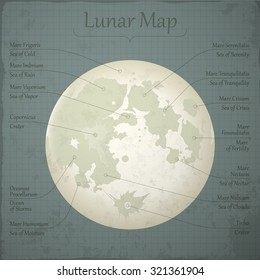 Lunar map. Vector.