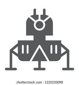 Lunar module glyph icon, science and astronomy, space module sign, vector graphics, a solid pattern on a white background, eps 10.
