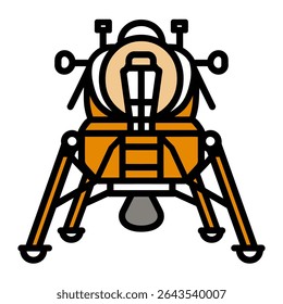 Lunar module stands grounded on surface illustration simple