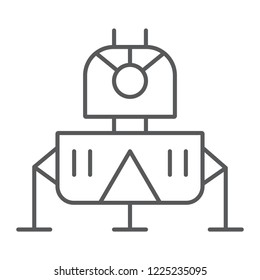 Lunar module thin line icon, science and astronomy, space module sign, vector graphics, a linear pattern on a white background, eps 10.