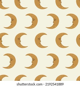 Lunar moon phases seamless patterns, mystical vector repeating background. Space  boho  astrology digital paper