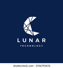 lunar moon technology geometric polygonal logo vector icon illustration