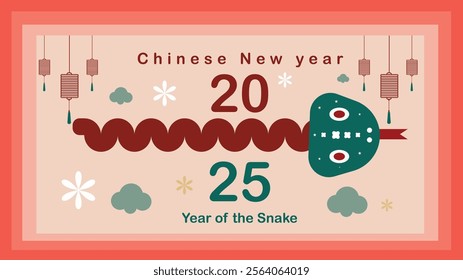 lunar new year 2025,2025 Chinese New Year design with snake, year of snake 2025