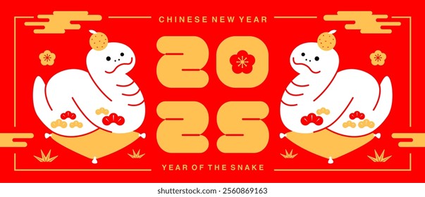 Lunar new year, Chinese New Year 2025 ,Year of the Snake ,line art , outline ,simple ,Geometric