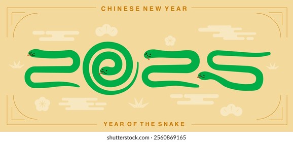 Lunar new year, Chinese New Year 2025 ,Year of the Snake ,line art , outline ,simple ,Geometric