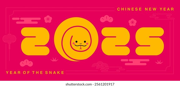 Lunar new year, Chinese New Year 2025 ,Year of the Snake ,line art , outline ,simple ,Geometric linear (Translate : Chinese New Year )