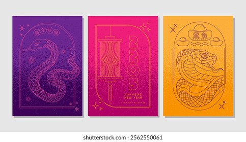 Lunar new year, Chinese New Year 2025 ,Year of the Snake ,line art , outline ,simple ,Geometric linear (Translate : Chinese New Year )