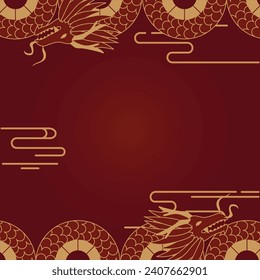 Lunar new year. Chinese new year square vector design template. Greeting cards, posters, and social media template.